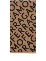 Ferragamo écharpe frangée à logo en intarsia - Tons neutres