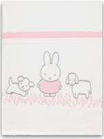 Nijntje laken Grass junior 100 x 150 cm katoen wit/roze