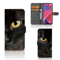 OPPO A54 5G | A74 5G | A93 5G Telefoonhoesje met Pasjes Zwarte Kat - thumbnail