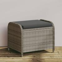 Tuinkruk met kussen 58x46x46 cm poly rattan grijs - thumbnail