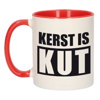 Kerst is kut cadeau mok/beker rood Kerstmis / kerstcadeau 300 ml   -