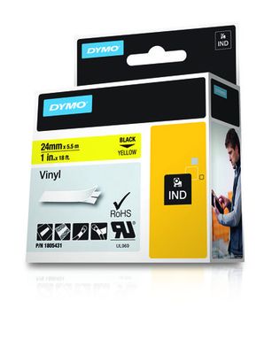Labeltape DYMO IND RHINO 1805431 Vinyl Tapekleur: Geel Tekstkleur:Zwart 24 mm 5.5 m