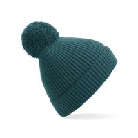 Gebreide Wintermuts met pom pom emerald groen