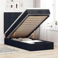 vidaXL Ottoman bed met matras en LED's 100x200cm stof zwart, bedframe, ottoman bedframe, bedframe met opbergruimte onder het bed, bedframe met opbergruimte