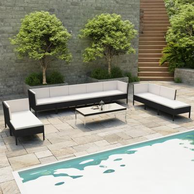 vidaXL 10-delige Loungeset met kussens poly rattan zwart vidaXL 10-delige Loungeset met kussens poly rattan zwart