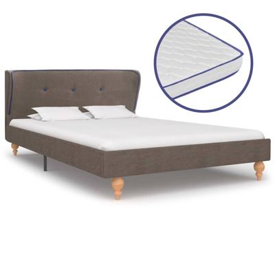 vidaXL Bed met traagschuim matras stof taupe 120x200 cm vidaXL Bed met traagschuim matras stof taupe 120x200 cm