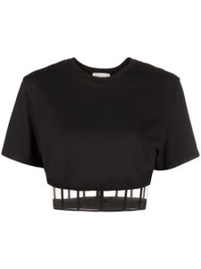 Alexander McQueen t-shirt crop à découpes - Noir