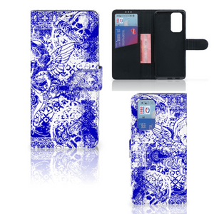 Telefoonhoesje met Naam OnePlus 9 Pro Angel Skull Blauw