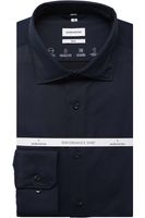 Seidensticker Performance Slim Fit Overhemd donkerblauw, Effen - thumbnail