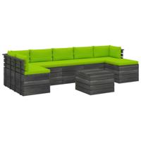 vidaXL 8-delige Loungeset met kussens pallet massief grenenhout