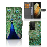 Samsung Galaxy S21 Ultra Telefoonhoesje met Pasjes Pauw