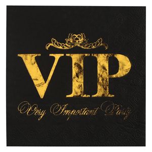 Santex VIP thema feest servetten - 10x stuks - 33 x 33 cm - papier - goud/zwart themafeest   -