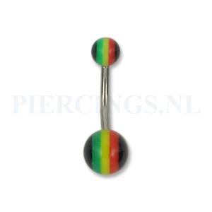 Navelpiercing acryl rasta kleuren