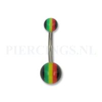 Navelpiercing acryl rasta kleuren - thumbnail