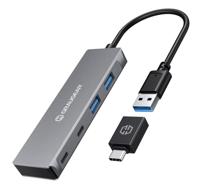 GRAUGEAR | HUB USB 3.0 | 4 poorten | 2 x USB-C | 2 x USB-A | aluminium | kabellengte 20 cm | USB Type-C adapter | 5 Gbit/s | G-HUB2A2C-AC