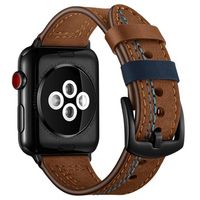 Apple Watch Series Ultra/8/SE (2022)/7/SE/6/5/4/3/2/1 Gestikte Leren Band - 49mm/45mm/44mm/42mm - Bruin - thumbnail