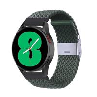 By Qubix - Compatible met Garmin Forerunner 255 - Braided nylon bandje - Donkergroen - Compatible Garmin bandje - Bandbreedte: 22mm