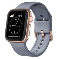 By Qubix - Soft siliconen bandje met gespsluiting - Blauwgrijs - Compatible met Apple Watch 38mm / 40mm / 41mm / 42mm - Compatible Apple watch bandjes