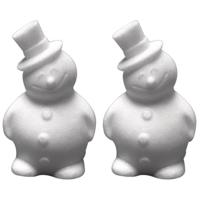 2x stuks piepschuim figuren sneeuwman 17 cm - thumbnail