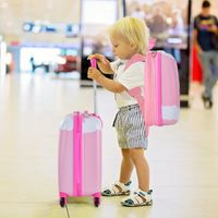 2-Delige Kinderkoffer + Rugzak Kindertrolley Kinderbagage Kinderkofferset Reiskoffer met Harde Schaal Roze