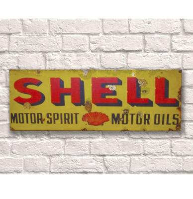 Shell Motor Spirit Motor Oils Rusty Metalen Bord 20 cm x 56 cm
