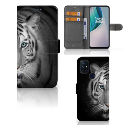 OnePlus Nord N10 Telefoonhoesje met Pasjes Tijger OnePlus Nord N10 Telefoonhoesje met Pasjes Tijger