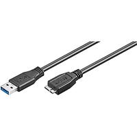 Ewent Kabel USB 3.0 type A/stekker naar A/Micro, dubbel afgeschermd AWG 28 in koper, overdrachtssnelheid tot 5 GMbit, zwart 1,80 m zwart