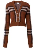 Burberry cardigan crop à carreaux en jacquard - Marron