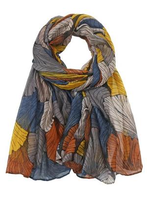 Retro Plant Bloemen Zijde Sjaal