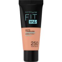 Maybelline Fit Me Matte + Poreless Foundation - 250 Sun Beige - Medium Dekkende Foundation met Matte Finish voor de Normale tot Vette Huid - 30 ml