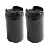 2x Warmhoudbekers/warm houd bekers metallic zwart 300 ml