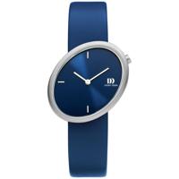 Danish Design IV22Q1284 Horloge Ellipse staal-leder zilverkleurig-blauw 27,5 mm