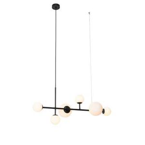 QAZQA Moderne hanglamp zwart met mat glas 6-lichts - Monaco