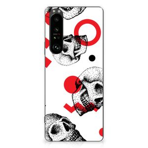 Silicone Back Case Sony Xperia 1 III Skull Red