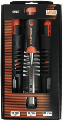 Bahco Steekbeitelset 3-delig 12-18-25mm x lengte 434mm Bahco Steekbeitelset 3-delig 12-18-25mm x lengte 434mm