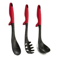 Kook/keuken gerei - set van 3x stuks - zwart/rood - kunststof - kook accessoires