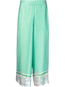 LIU JO pantalon crop imprimé à fini satiné - Vert