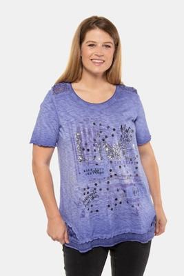 Ulla Popken Shirt, A-lijn, pailletten, gevlamde jersey - Grote Maten