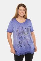 Ulla Popken Shirt, A-lijn, pailletten, gevlamde jersey - Grote Maten