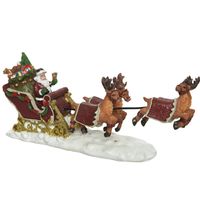 Lumineo kerstdorp figuurtje - kerstman in slee - 19 cm - polyresin