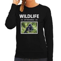 Gorilla aap sweater / trui met dieren foto wildlife of the world zwart voor dames