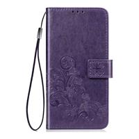 Shop4 - Samsung Galaxy A70 Hoesje - Wallet Case Bloemen Patroon Paars
