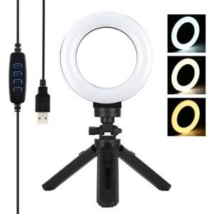 PULUZ PKT3058B 4.7 12cm USB 3 Modes Dimbare Vlogging Fotografie Video LED Ringverlichting + Statiefbevestigingsset