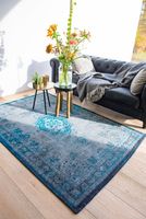 Louis de Poortere - 8255 Fading World Medallion Grey Turquoise - 80x150 cm Vintage Vloerkleed