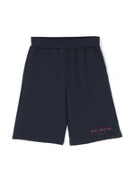 Balmain Kids short de sport à logo imprimé - Bleu - thumbnail