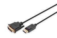 DIGITUS DisplayPort-adapterkabel - DP - DVI (24+1) - Full-HD 1080p/60Hz - Displayport 1.1a - 2m - met vergrendeling - geschikt voor monitoren, grafische kaarten - zwart