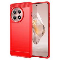 OnePlus 12R/Ace 3 Geborsteld TPU Hoesje - Koolstofvezel - Rood