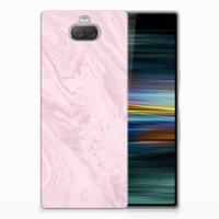 Sony Xperia 10 Plus TPU Siliconen Hoesje Marble Pink - Origineel Cadeau Vriendin