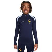 Nike Frankrijk Strike Trainingstrui 1/4-Zip 2024-2026 Kids Donkerblauw Lichtblauw