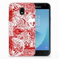 Silicone Back Case Samsung Galaxy J3 2017 Angel Skull Rood - thumbnail